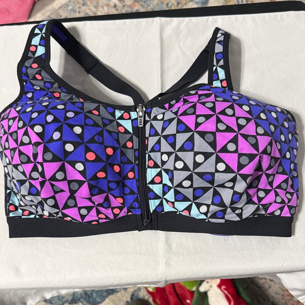 Victoria's Secret Purple, Blue & Black Zip-Front Sports Bra